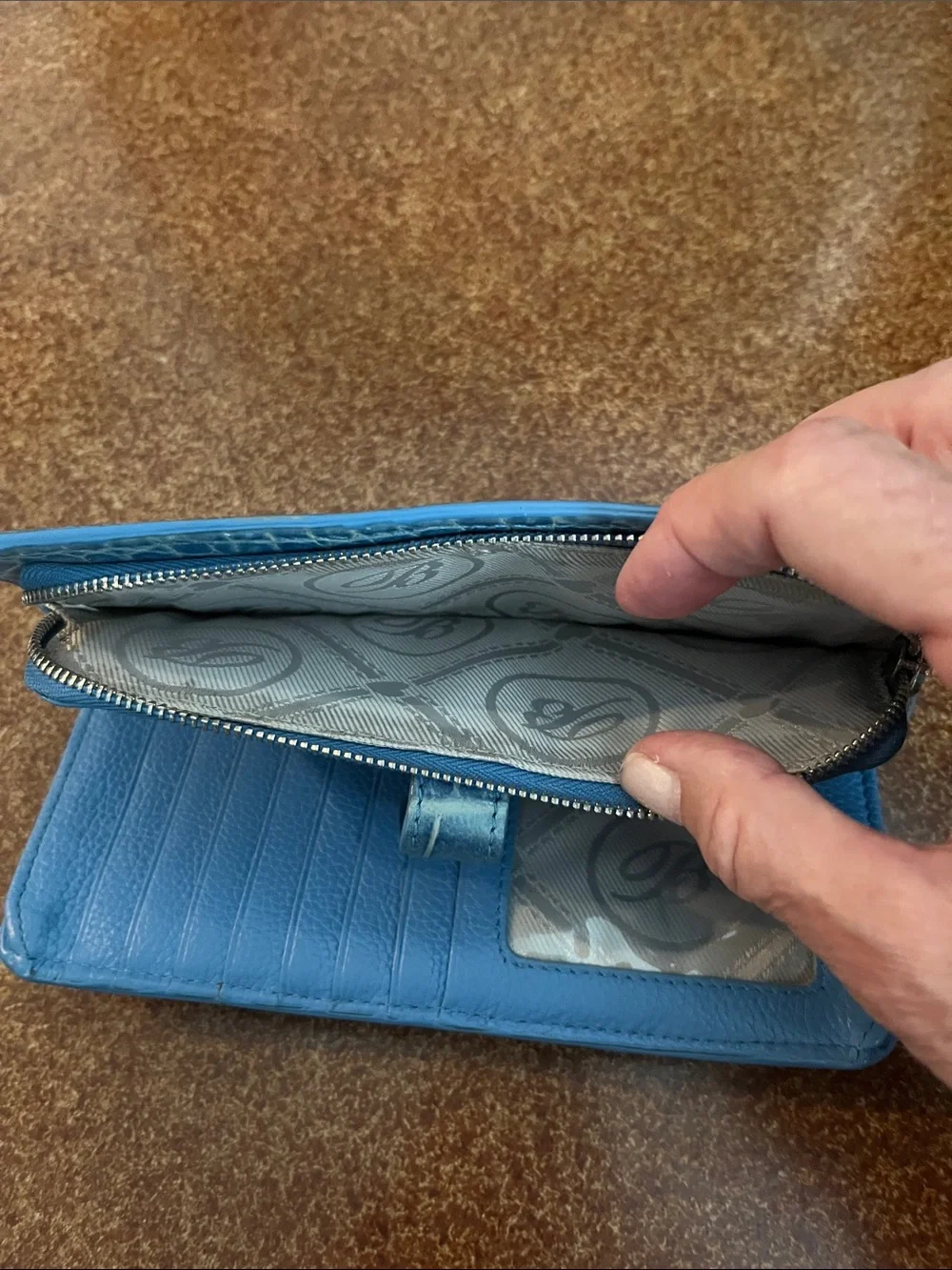 Brighton Blue Croc-Embossed Zip Wallet - Women